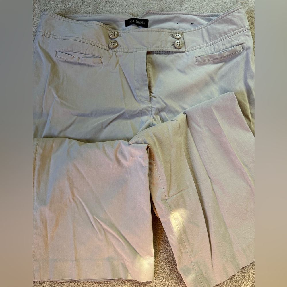 Lane Bryant Khaki Buttoned Trousers